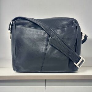 Tignanello Black Leather Medium Crossbody Bag
